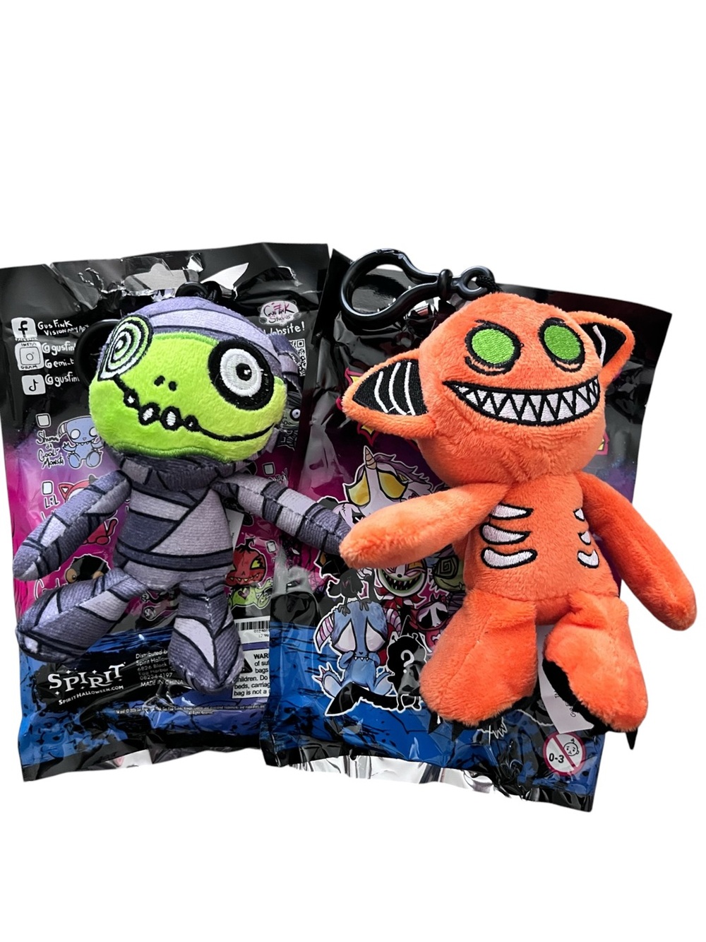 Gus Fink Studios Kreepy Cuddles Mumoo & Slurg Plush Bag Clips Spirit Halloween